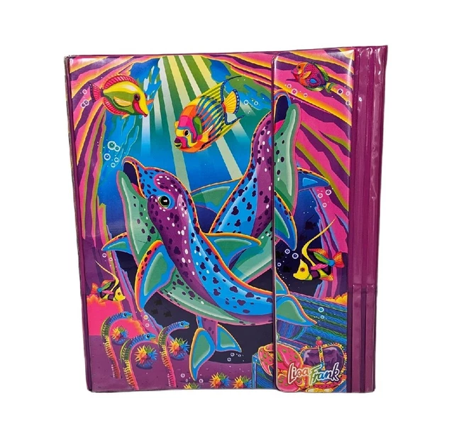 Vintage Lisa Frank Suni Echo Spotted Dolphins 3 Ring Binder 2 Pocket Marine Life