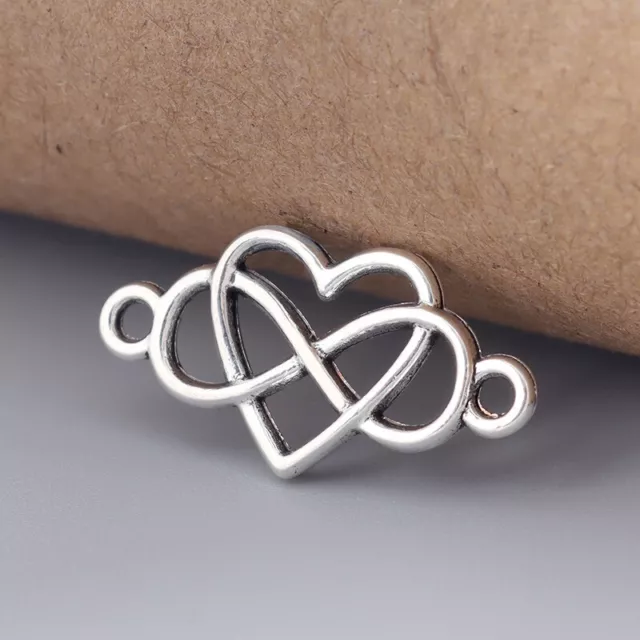 30 x Tibetan Silver Double Sided Infinity Heart Connector Charms For DIY Making