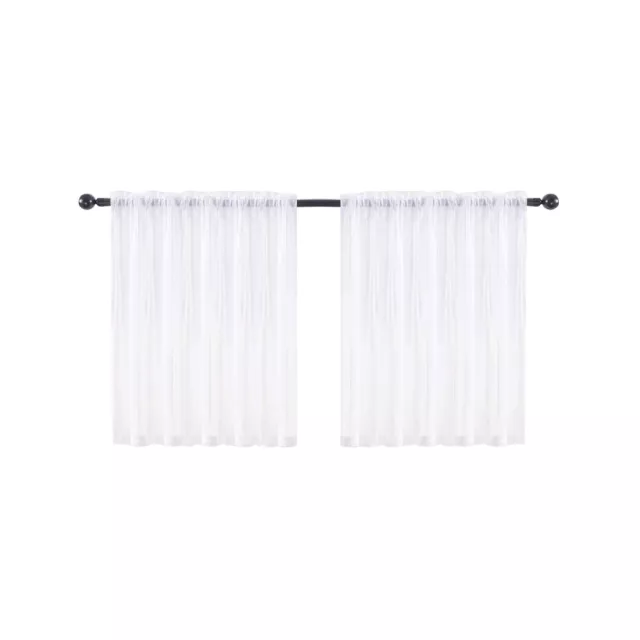 Short Sheer Curtains Kitchen Cafe Small Net Voile Window Drapes Weave Tier Tulle