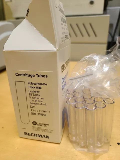 Beckman 25 Thick Wall Centrifuge 1/2x1/2 in Polycarbonate Tubes 355645 (13x64mm)
