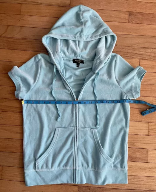 Juicy Couture Women’s S/S Baby Blue  Hooded Full Zip Sweat Jacket Sz L NWOT