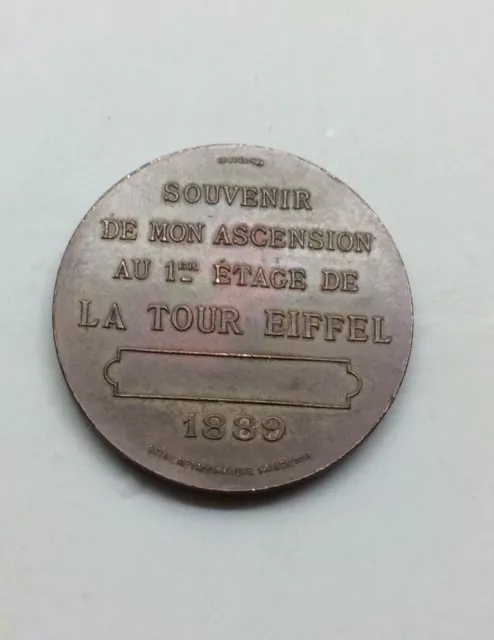 1889 Eiffel  Tower  Tour Comemmorative Medal
