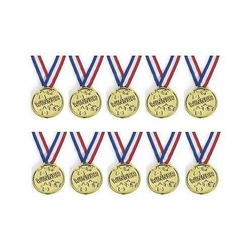 Gold Plastic Winners Medals Sports Day Party Bag Prize Awards Toys Kids Children
