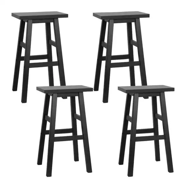 Artiss Set of 4 Beech Wood Bar Stools - Black