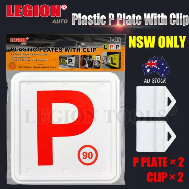 Red P plate plastic with speed limit display for NSW 2 pcs L plate clip holder