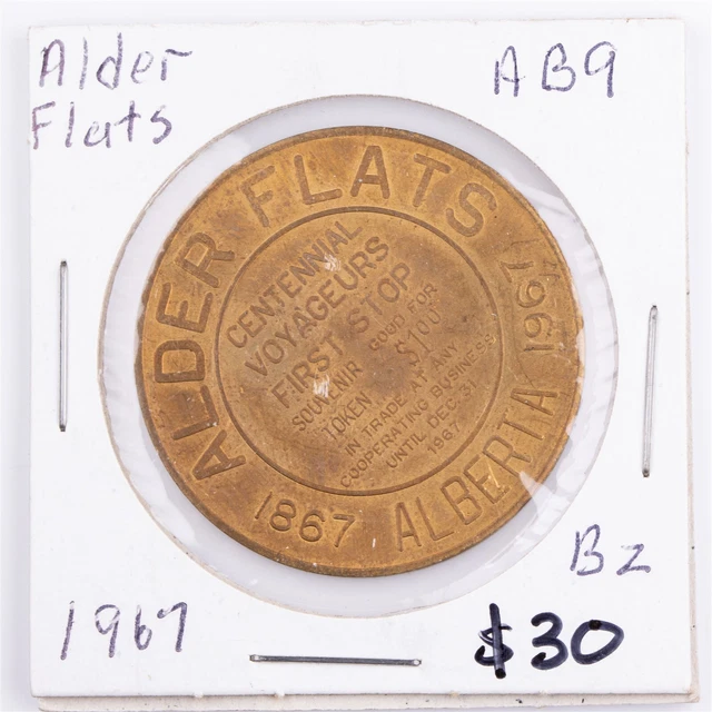 $1 1967 Alder Flats, Alberta AB9 Canadian Municipal Token