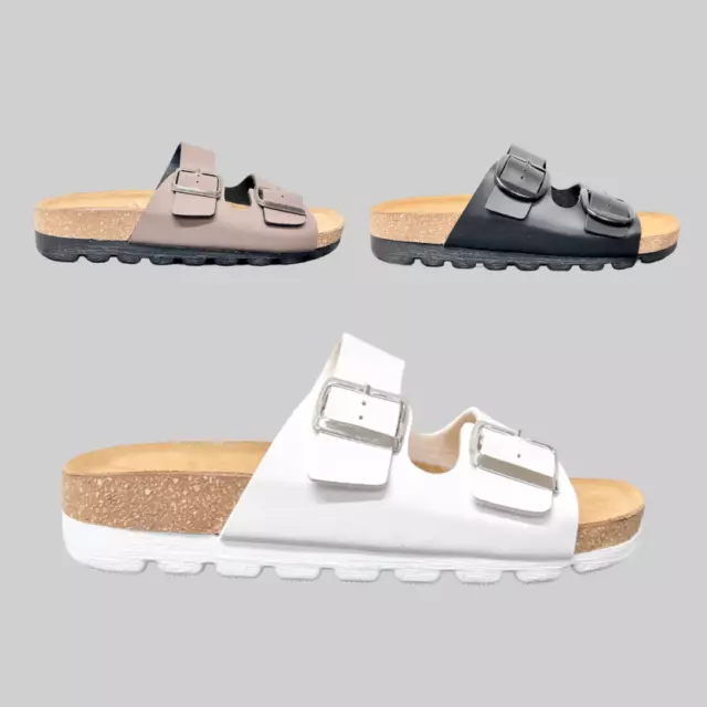 SANDALI CIABATTE DONNA Mare Pelle Tipo Birkenstock Made in Italy Nero Bianco EUR 29 99 PicClick IT