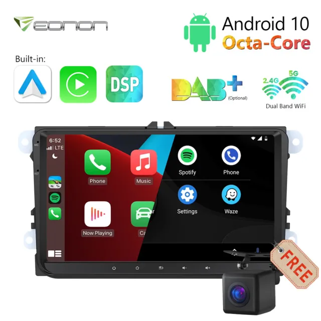 CAM+9" Android 10 GPS Sat Nav DAB+Car Radio For VW Transporter T5 Golf Passat CC