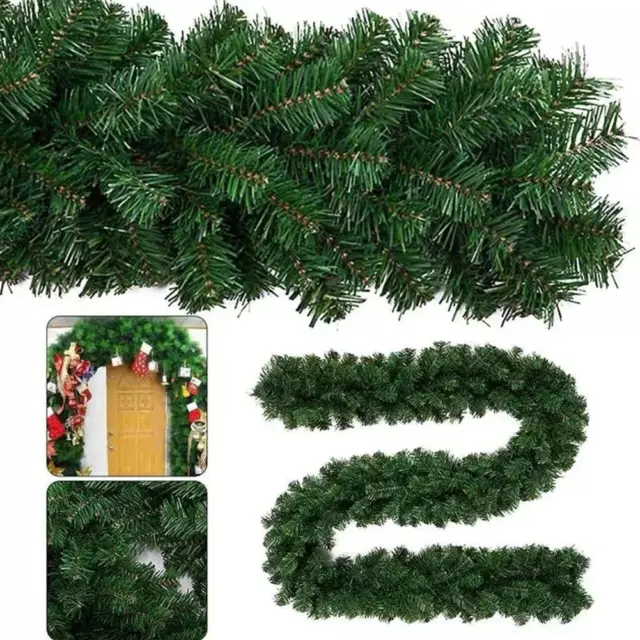 180T Decoraciones de Guirnalda de Navidad Chimenea Corona Artificial Pino Verde Navidad