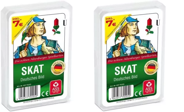 2x Skat-Karten Deutsches Blatt 32 Blatt - Altenburger, Reisespiel