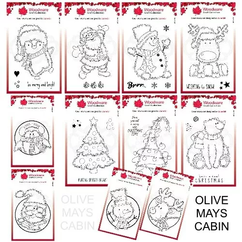 Woodware Christmas Clear Stamp Sets - Penguin Snowman Santa Festive Fuzzies