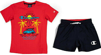 Champion Bambini Set Nuoto T-Shirt Corto Costume Abbigliamento Spiaggia Ragazzo