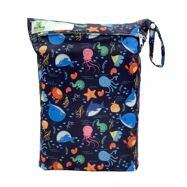 Reusable Multiuse Wet Bag For Cloth Nappy/Diaper Swimmers Deep Sea