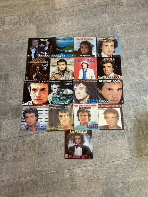 lot 17 vinyles 45 tours MICHEL SARDOU Années 80 90 Disque Vinyle Vintage