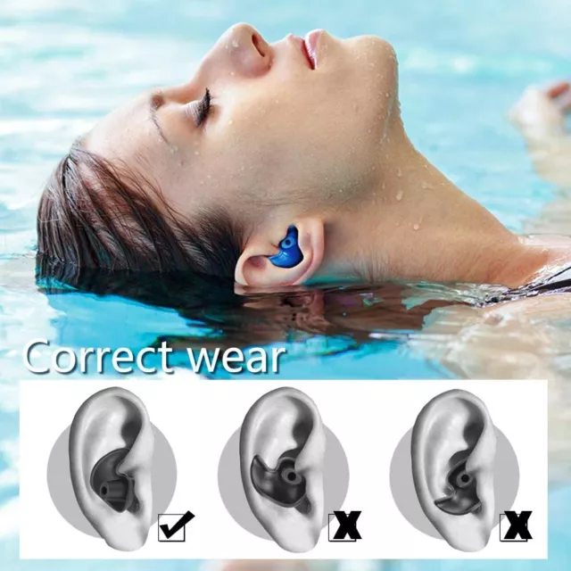 4 Pairs Waterproof Swimming Diving Ear Plugs Kids Adults Silicone Reuseable 3