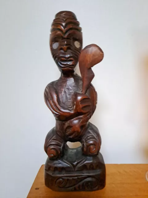 Maori Tekoteko/Maori Warrior Hand Carved Wood Made In NZ