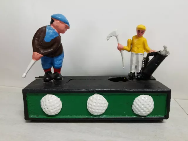 Cast Iron Birdie Putt Golf Mechanical Coin Bank