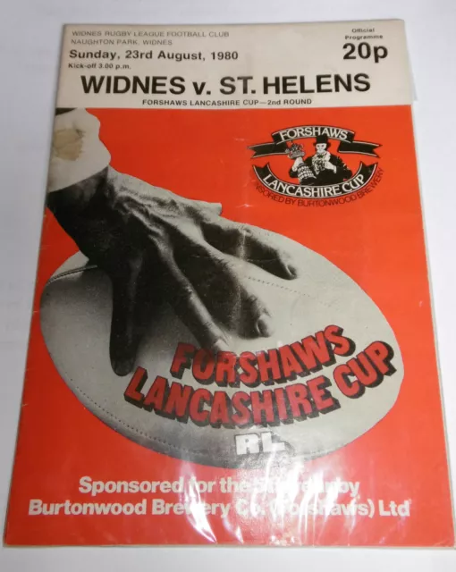 Widnes v St Helens 23rd August 1980 Forshaws Lancashire Cup Second Round