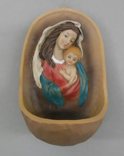 Weihwasserkessel Maria mit Jesu-Kind 12cm hoch Mutter Gottes mit Kind handbemalt