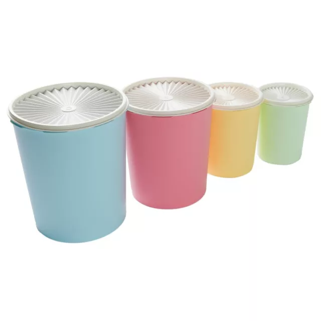 Tupperware Heritage Vintage colored 8-Piece Nesting Canisters W/ Airtight Lids