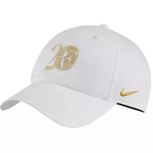 New Nike Roger Federer RF20 H86 Dri Fit Tennis Cap BQ1036-100 White/Gold