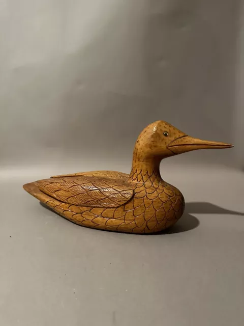 Hand Carved Wooden Loon Signed