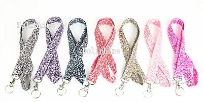 Colorful Flower print Fabric Neck LANYARD with Key ring for ID Badge holder