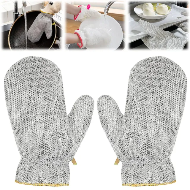 Set Of 2 Winter Wire Dishwashing Mitts Padded Dishwashing Rubber Gloves Thick