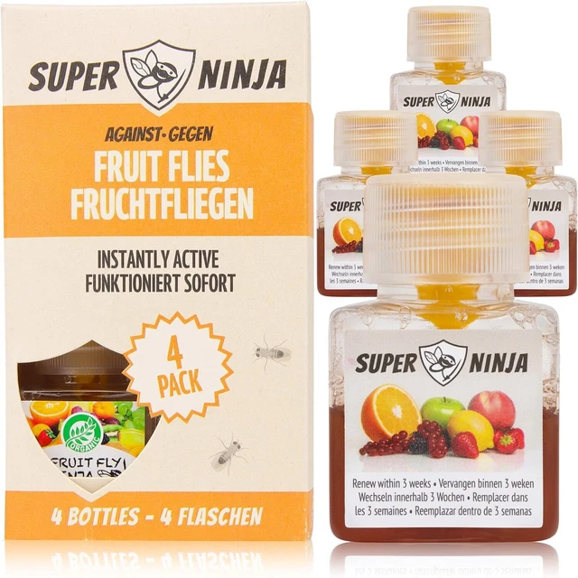4Pack Super Ninja Fruit Fly Trap - Highly Effective Ecological Fruit Fly Traps