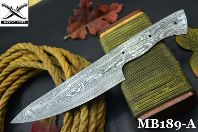Custom San Mai 11.3"OAL Damascus Steel Blank Blade Chef Knife Handmade (MB189-A)