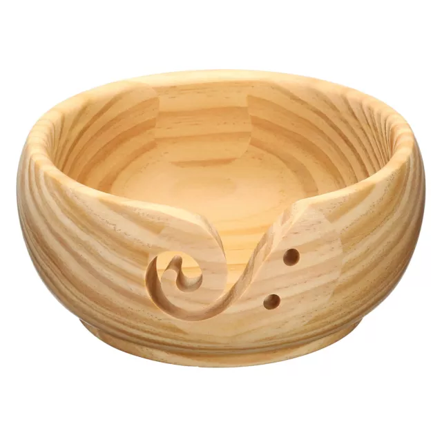 Wooden Yarn Bowl with Holes, Handmade Craft Bowl Storage and Yarn, 6.7"