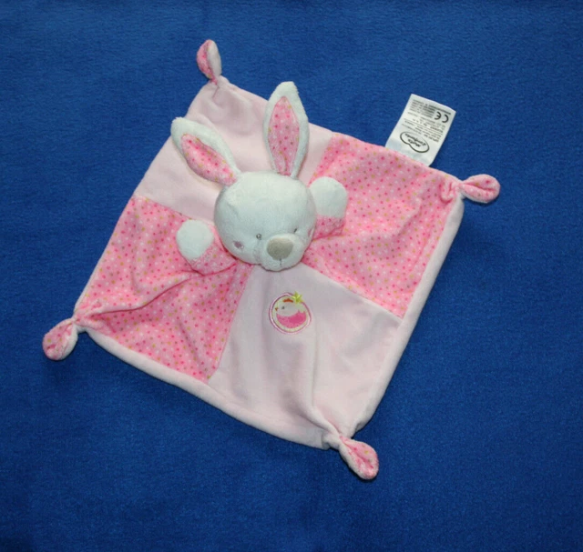 Mots D'enfants Doudou Lapin Plat Rose Pois Poussin Oiseau Etat Neuf