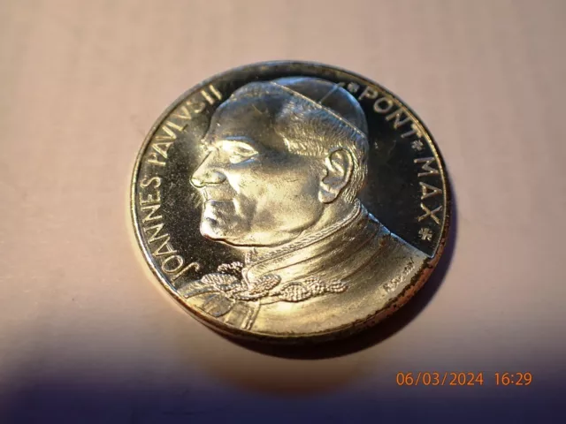 Silberfarbene Medaille Johannes Paul Pavlvs II Pont Max