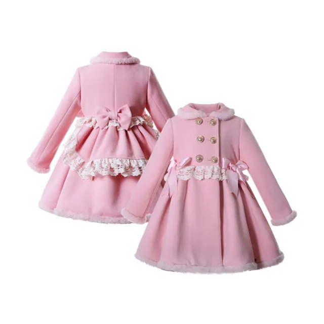 Vintage Kids Girls Winter Warm Coat Thick Jacket Parka Spanish Clothing Top Pink