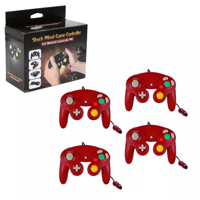 Gamecube Wii - 1.8m Rot Klassisch Rumble Analog Controller X 4 Hexir (Verkabelt