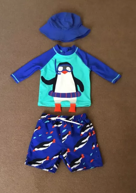 Lovely Marks And Spencer Little Boys 3 Piece Swim Outfit Age 18-24 Months