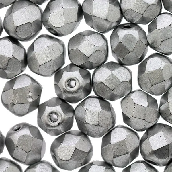 50 Perles Facettes cristal de boheme 4mm - ARGENTEES SILVER ALU MAT