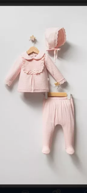 Neugeborenes Baby Mädchen Spanisches Outfit + Mütze Mädchen Pink 0-1 Monat,