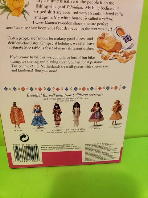 Vintage Mattel Barbie Dolls off the World Dutch Doll Special Collector Edition