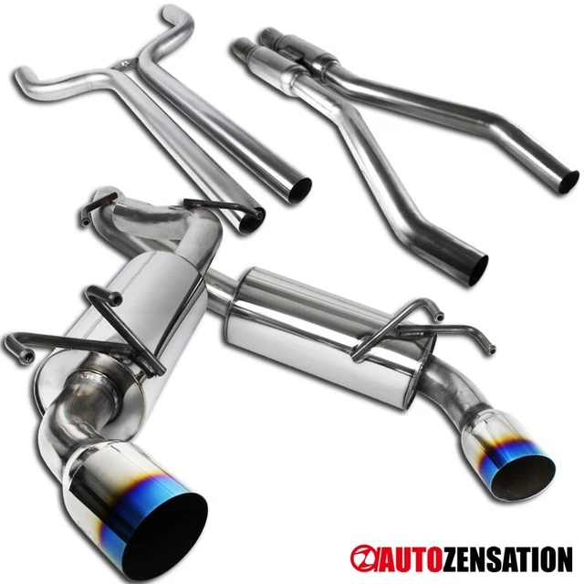 Fit 2010-2015 Camaro 3.6L Dual Catback Exhaust System Muffler Titanium Burnt Tip