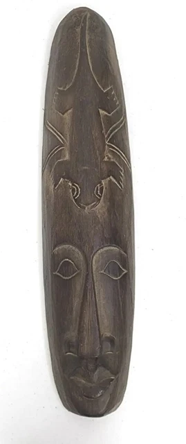 20" African Tribal Mask Hand Carved Repile on forehead Home Decor Wall Hanging
