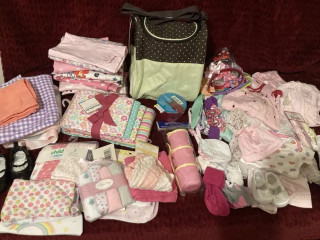 baby girl clothes lot Newborn- 0/3 - 18 Months Mixed- Blankets Diaper Bag Toys +