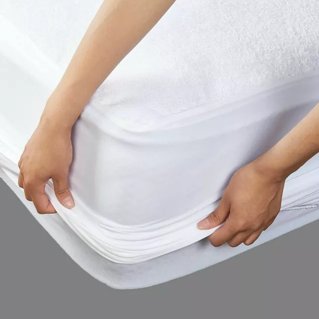 New Waterproof Terry Towel Mattress Protector Fitted Sheet Bed Cover All Sizes 3