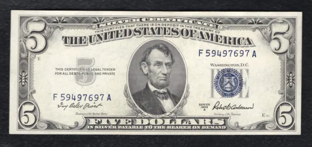 Fr. 1656 1953-A $5 Five Dollars Silver Certificate Note Gem Uncirculated (B)