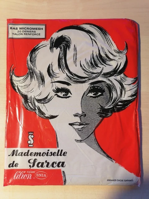 Bas Nylon Couture Noir Vintage Gerbe Carnation Taille 10 - Neuf Sans étiquettes