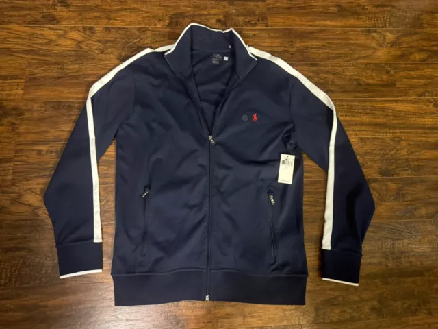 polo ralph lauren mens Navy  full-zip vintage logo track jacket size LT  $125