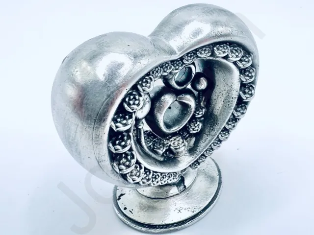 3.2 oz Hand Poured .999+ Fine Silver Rose Heart Bullion Art 3D Cast Ingot Statue