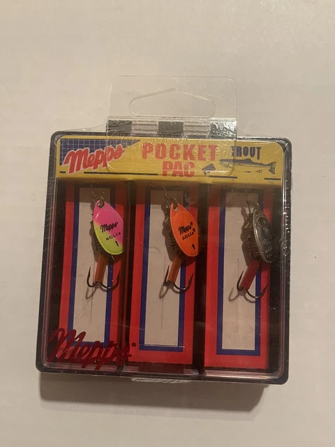 3 lures mepps aglia trout pocket pac spinners black fury assortment size 1 blade