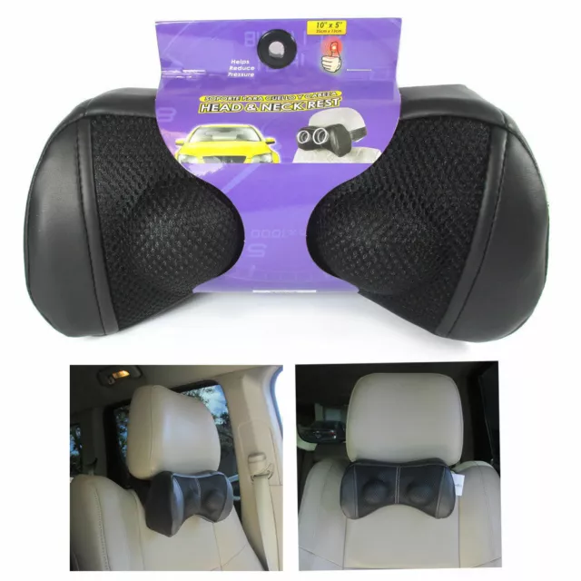 1 Head Neck Car Pillow Travel Auto Seat Rest Leather Cushion Pad Headrest Bone