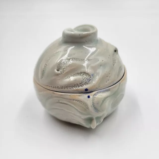 Studio Pottery Sea Shell Wave Or Windswept Face Trinket Dish W/ Lid *Issues